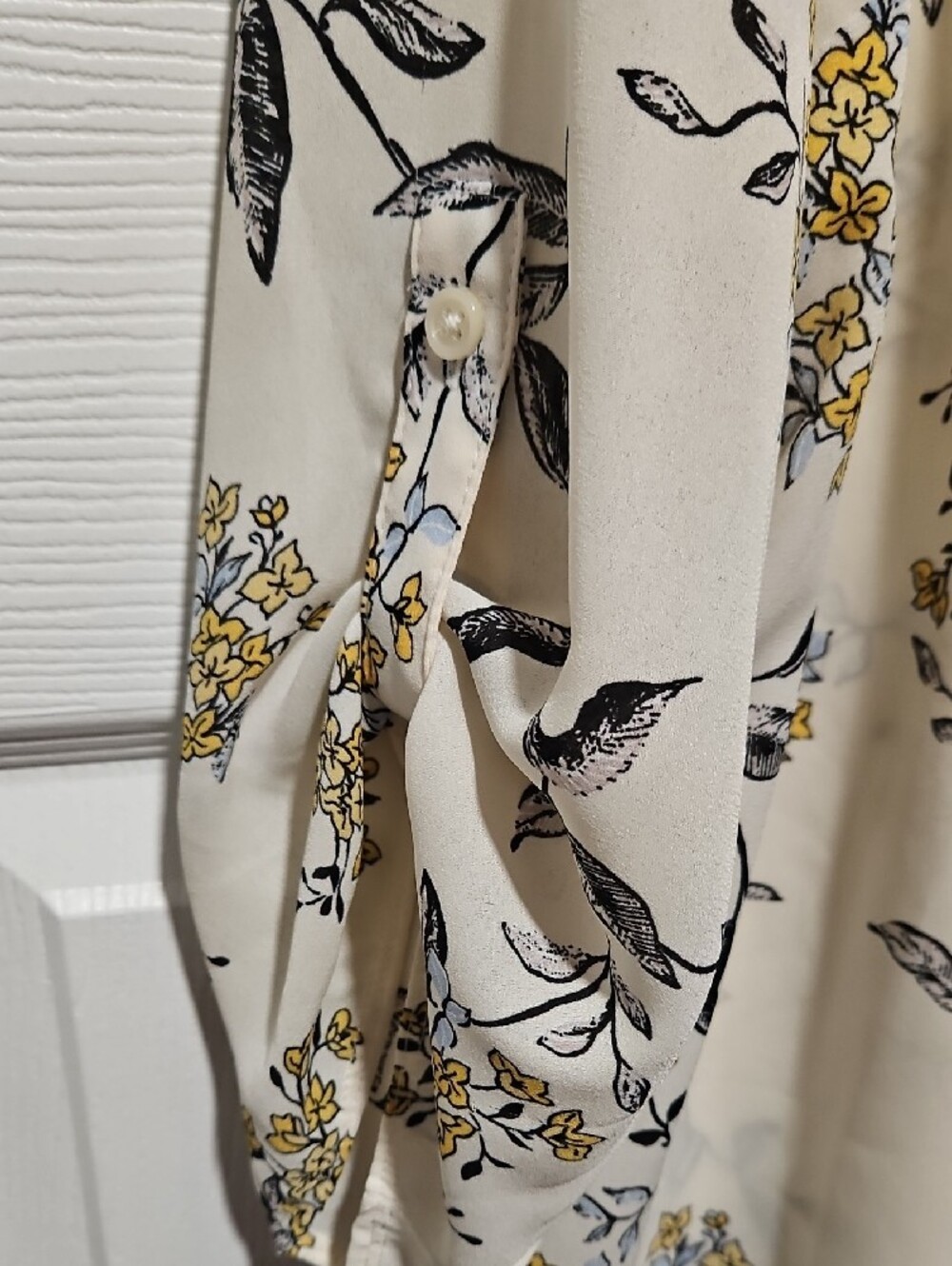 Maurices Cream Floral Zip-Front Blouse with Yellow Accents - Picture 5 of 6